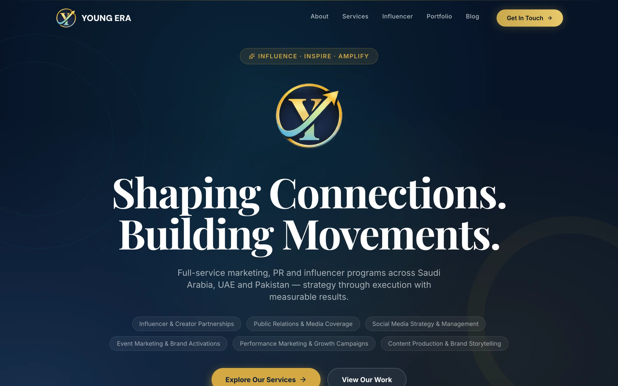 Young Era agency portal — influencer marketing and PR services overview for the Saudi market